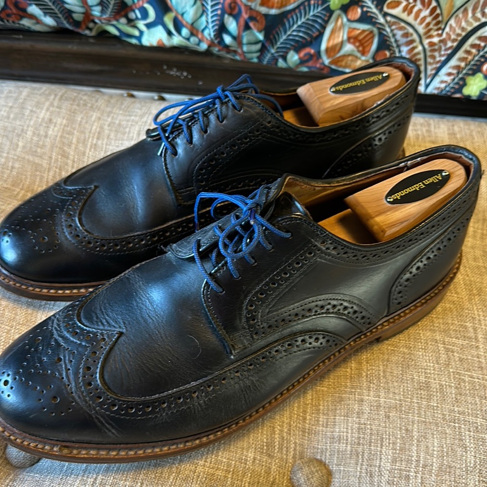 Mens 10 D Allen Edmond Black Dress Shoes